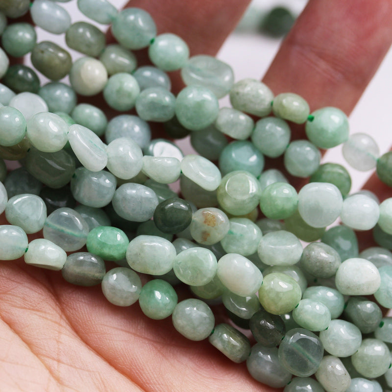 Natural Burmese Burma Jade, 6*6-8mm Natural Gemstone Nugget, 15.5inch , about 65 beads , 1mm hole