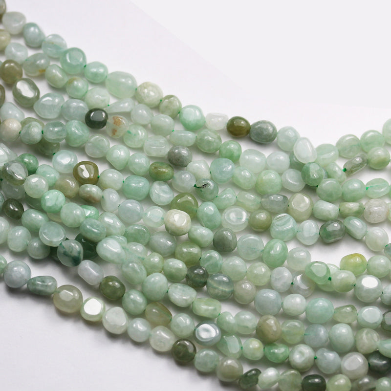 Natural Burmese Burma Jade, 6*6-8mm Natural Gemstone Nugget, 15.5inch , about 65 beads , 1mm hole