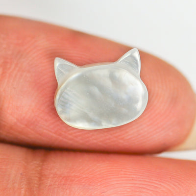 4pcs Natural Mother Of Pearl Shell Cat Head Beads, 10*8mm Side Drilled Cat Shape 1mm Hole 4mm Thick