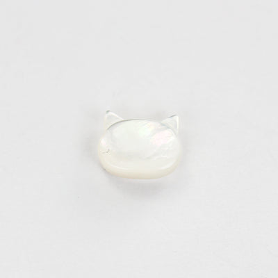 4pcs Natural Mother Of Pearl Shell Cat Head Beads, 10*8mm Side Drilled Cat Shape 1mm Hole 4mm Thick