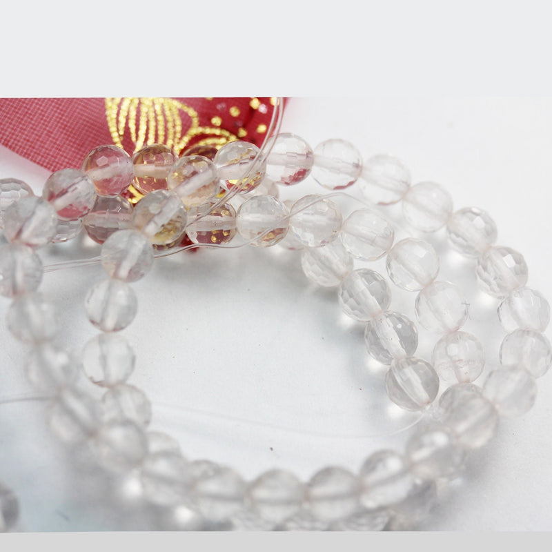 Natural clear quartz, 6mm faceted round gemstone, one full strand,  hole 1mm,16", 60 beads