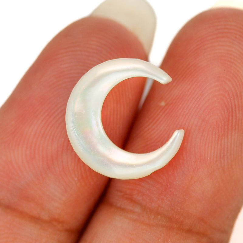 4pcs Natural Mother Of Pearl Shell Half Moon Beads, 12*13mm Side Drilled Crescent Shape 1mm Hole 3mm Thick