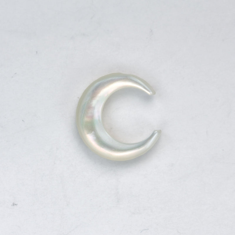 4pcs Natural Mother Of Pearl Shell Half Moon Beads, 12*13mm Side Drilled Crescent Shape 1mm Hole 3mm Thick