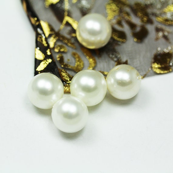 Shell, 2pairs 10mm Round Half Drilled White Pearl, for Making earring/Ring , hole 1mm -PLF8037