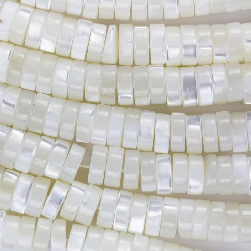 Natural White Shell, 6mm White Rondelle Bead Strand, 15.5inch, about 150 beads, 0.8mm hole