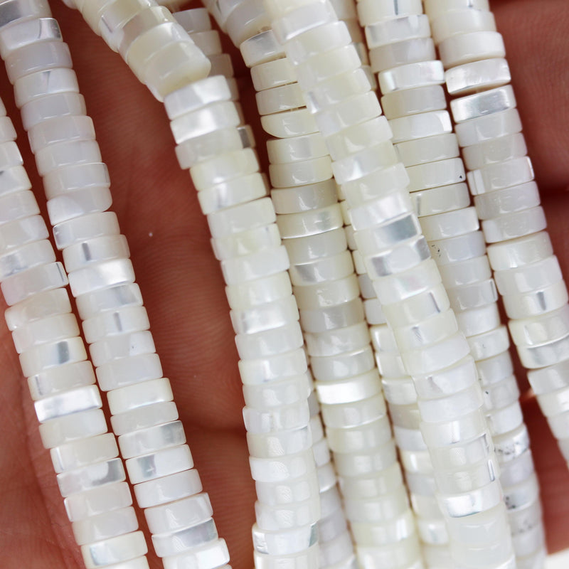 Natural White Shell, 6mm White Rondelle Bead Strand, 15.5inch, about 150 beads, 0.8mm hole