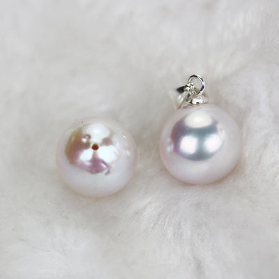 AAAA Freshwater pearl, 7.5-8, 9-10, 10-11mm white, 1 pair AAA half drilled round pearl studs, for making earring/ring, hole 0.8mm