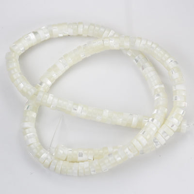 Natural White Shell, 6mm White Rondelle Bead Strand, 15.5inch, about 150 beads, 0.8mm hole