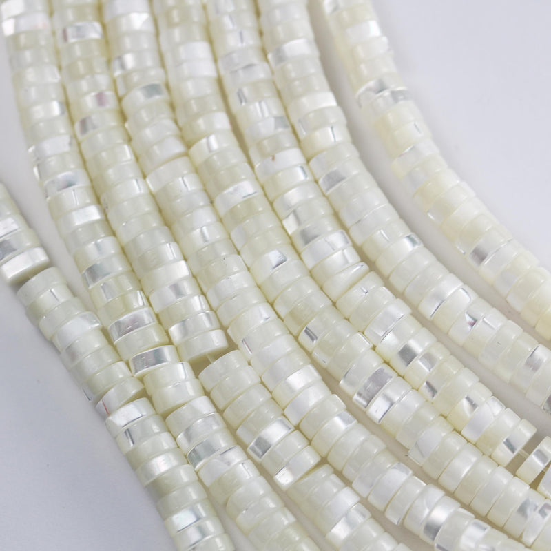 Natural White Shell, 6mm White Rondelle Bead Strand, 15.5inch, about 150 beads, 0.8mm hole