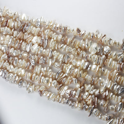 Natural White Shell, 6-8mm Nugget Shape Bead Strand, About 150 Beads, 0.8mm hole