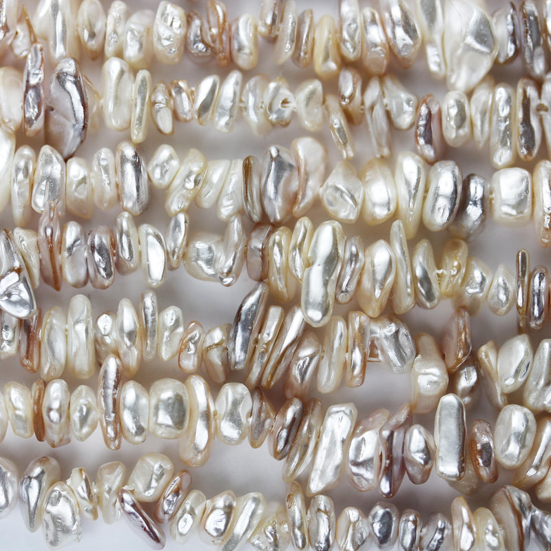 Natural White Shell, 6-8mm Nugget Shape Bead Strand, About 150 Beads, 0.8mm hole