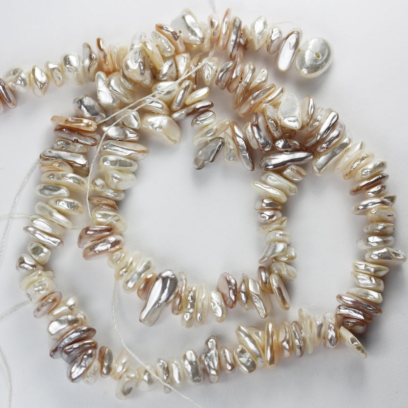 Natural White Shell, 6-8mm Nugget Shape Bead Strand, About 150 Beads, 0.8mm hole