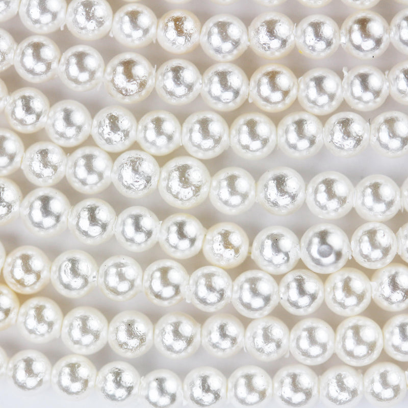 Natural White Shell, 3mm, 4mm, 6.5mm white shell round bead strand, 15.5inch, 0.8mm hole