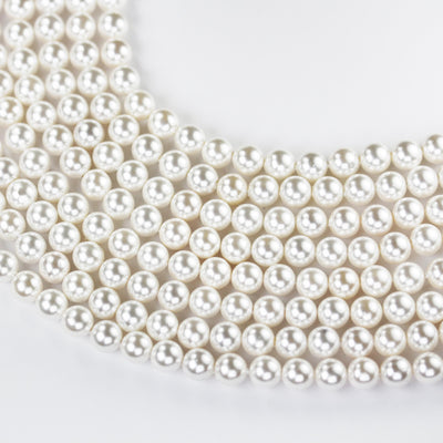 Natural White Shell, 3mm, 4mm, 6.5mm white shell round bead strand, 15.5inch, 0.8mm hole