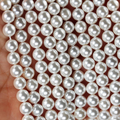 Natural White Shell, 3mm, 4mm, 6.5mm white shell round bead strand, 15.5inch, 0.8mm hole