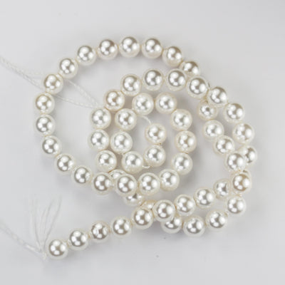 Natural White Shell, 3mm, 4mm, 6.5mm white shell round bead strand, 15.5inch, 0.8mm hole