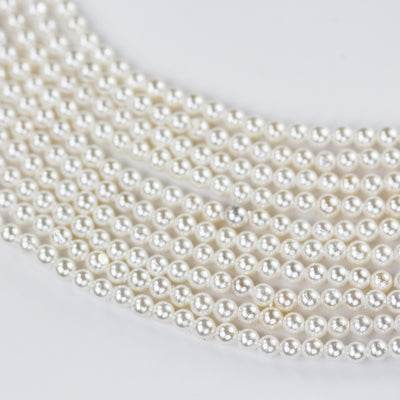 Natural White Shell, 3mm, 4mm, 6.5mm white shell round bead strand, 15.5inch, 0.8mm hole