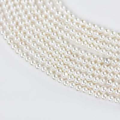 Natural White Shell, 3mm, 4mm, 6.5mm white shell round bead strand, 15.5inch, 0.8mm hole