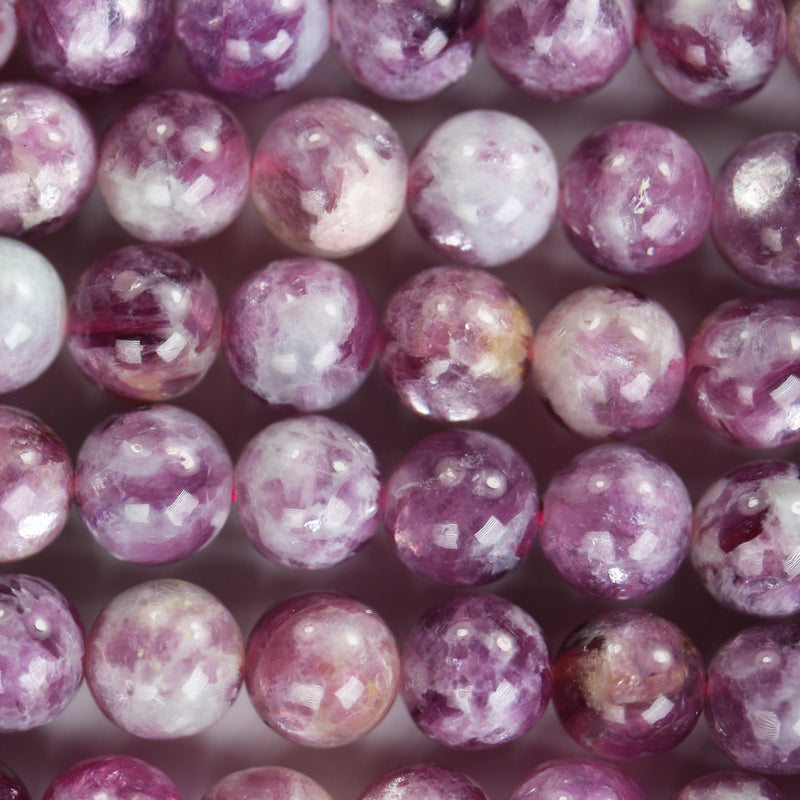 Natural Lepidolite, 8mm round beads gemstone, one full strand about 50 beads, 1mm hole