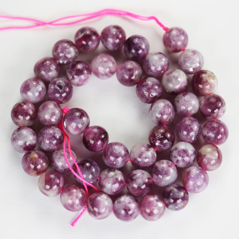 Natural Lepidolite, 8mm round beads gemstone, one full strand about 50 beads, 1mm hole