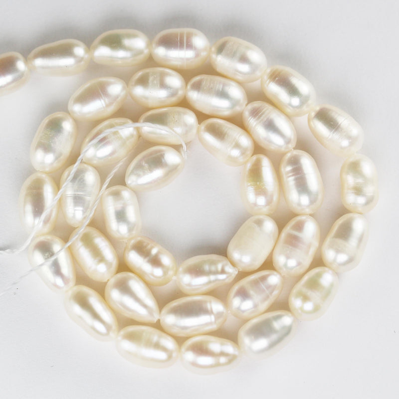 Natural freshwater pearl, 8-9mm*6-7mm white oval strand, 15.5inch , about 48 beads , 0.6mm hole