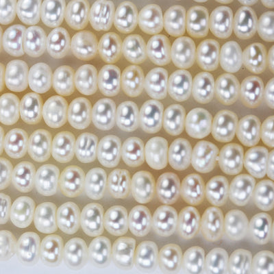 Freshwater pearl strand, white,4*3mm potato shape, 14 inches, 0.5mm side drilled hole, about 150pcs pearl