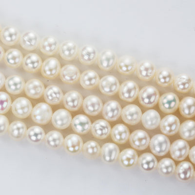 5-6mm white potato freshwater pearl strands,14 inch, about 60 beads,0.6mm hole