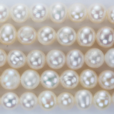 5-6mm white potato freshwater pearl strands,14 inch, about 60 beads,0.6mm hole