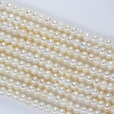 Freshwater pearl strand, white,4*3mm potato shape, 14 inches, 0.5mm side drilled hole, about 150pcs pearl