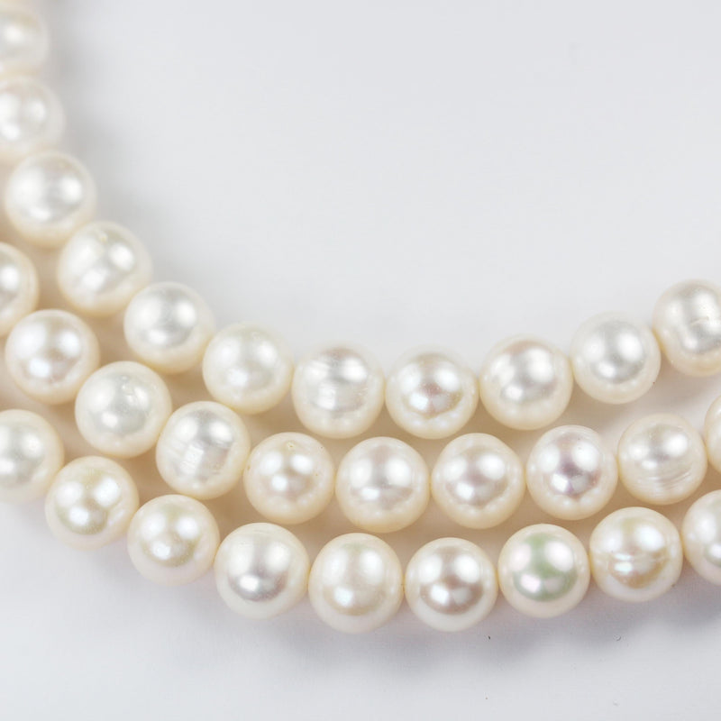 9mm white potato freshwater pearl strands,15.5 inch, about 47 beads,0.6mm hole