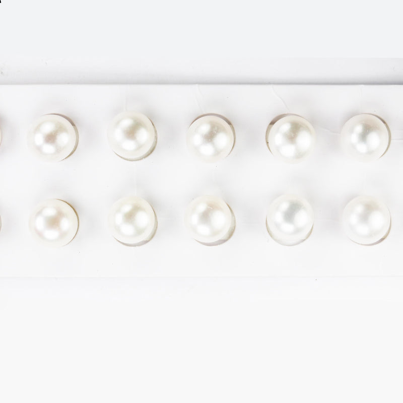 Natural AAAA Freshwater pearl, 12-12.5mm white, 1 pair half drilled button round pearl studs , for making earring/ring , hole 1mm