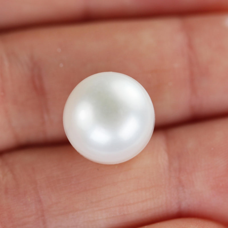 Natural AAAA Freshwater pearl, 12-12.5mm white, 1 pair half drilled button round pearl studs , for making earring/ring , hole 1mm