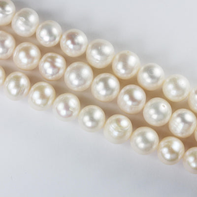 9mm white potato freshwater pearl strands,15.5 inch, about 47 beads,0.6mm hole