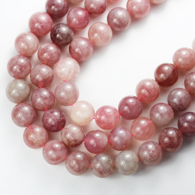 Natural Madagascar Rose Quartz gemstone, dark pink 10mm round strand, 16" strand, about 38 beads, hole 1mm