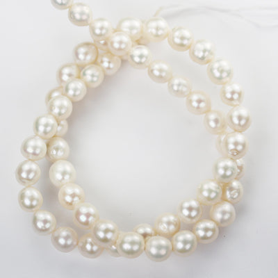 Freshwater pearl strand, white, 6*7mm potato shape, 14.5", 0.8mm hole, about 50pcs pearl