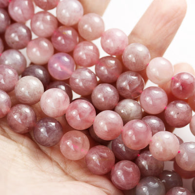 Natural Madagascar Rose Quartz gemstone, dark pink 10mm round strand, 16" strand, about 38 beads, hole 1mm