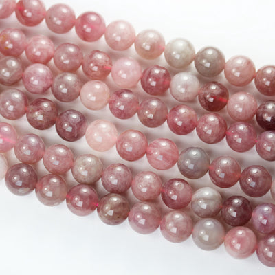 Natural Madagascar Rose Quartz gemstone, dark pink 10mm round strand, 16" strand, about 38 beads, hole 1mm