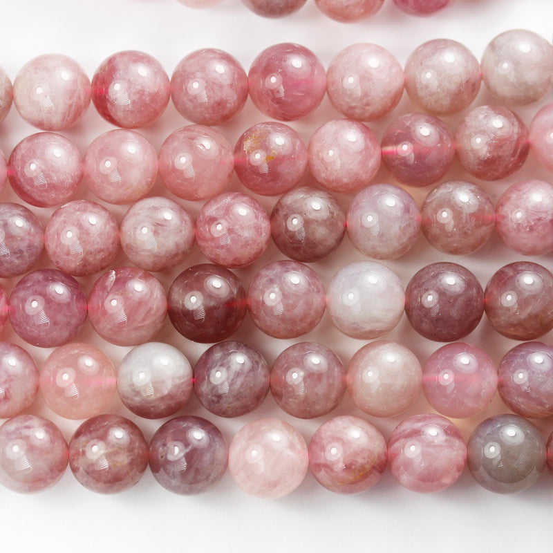 Natural Madagascar Rose Quartz gemstone, dark pink 10mm round strand, 16" strand, about 38 beads, hole 1mm