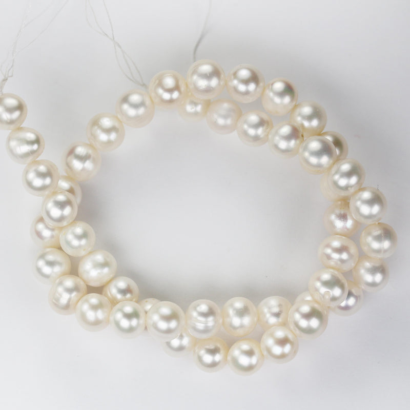 9mm white potato freshwater pearl strands,15.5 inch, about 47 beads,0.6mm hole