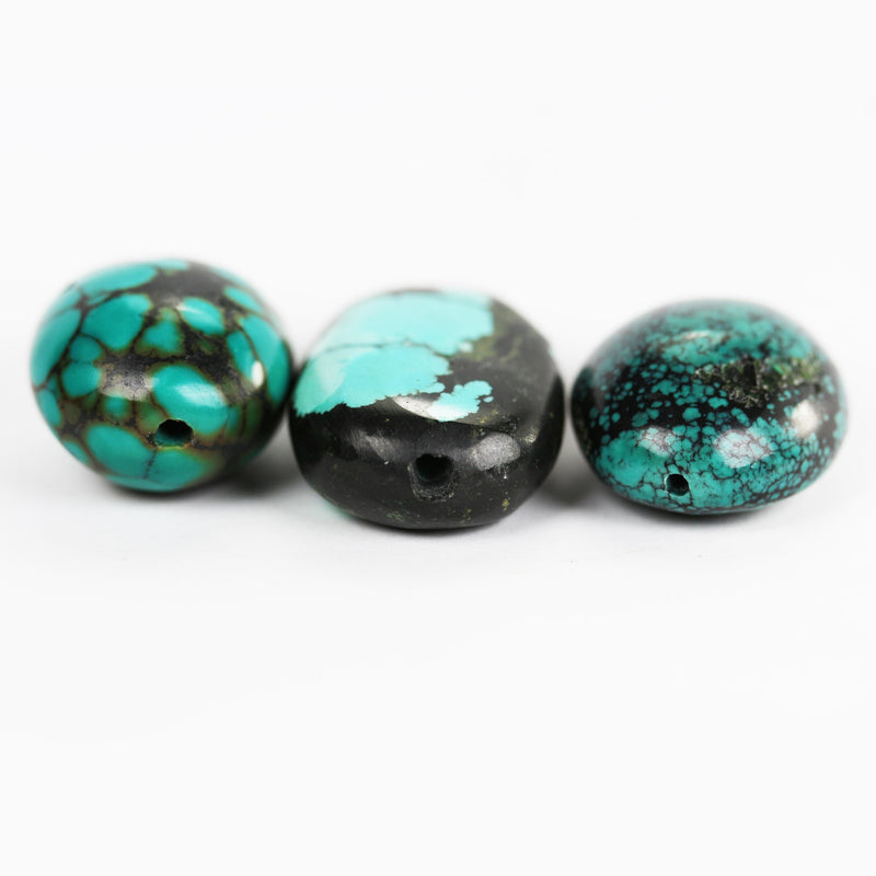 Natural turquoise large chunky oval bead gemstone, size around 23-31mm x 20mm, 12-16mm thick, hole 1-3mm