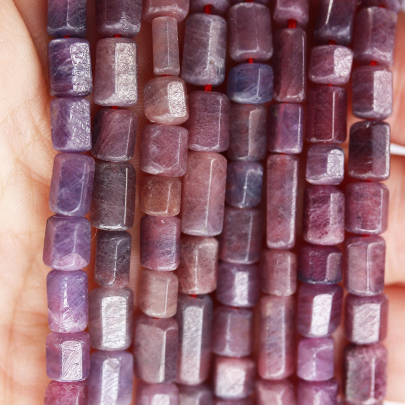 Natural Ruby Gemstones, 11-4mm length x 5mm width, one full strand mixed tube shape gemstone beads, 16", 1mm hole, around 50 beads