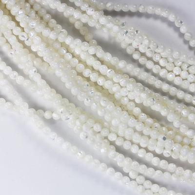 Natural White Shell, 4mm white round bead strand, 15.5inch, about 100 beads, 0.8mm hole