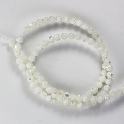 Natural White Shell, 4mm white round bead strand, 15.5inch, about 100 beads, 0.8mm hole