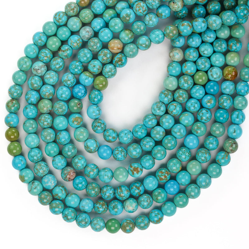 Turquoise, 4mm round  gemstone strand, one full strand  blue & brown color, hole 1 mm, 16 inches, about 80 beads