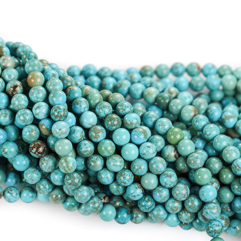 Turquoise, 4mm round  gemstone strand, one full strand  blue & brown color, hole 1 mm, 16 inches, about 80 beads