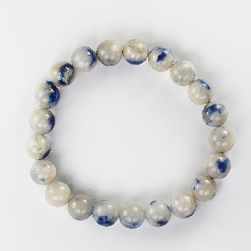 Rare Natural Dumortierite In Quartz Gemstone Bracelet, bead size around 9mm, 20-22 gemstone beads on a stretch cord