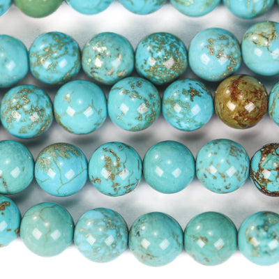 Turquoise, 4mm round  gemstone strand, one full strand  blue & brown color, hole 1 mm, 16 inches, about 80 beads