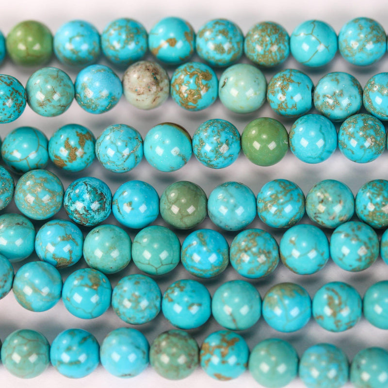 Turquoise, 4mm round  gemstone strand, one full strand  blue & brown color, hole 1 mm, 16 inches, about 80 beads