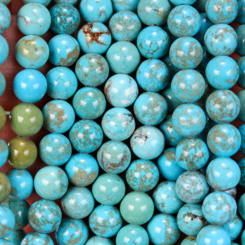 Turquoise, 4mm round  gemstone strand, one full strand  blue & brown color, hole 1 mm, 16 inches, about 80 beads