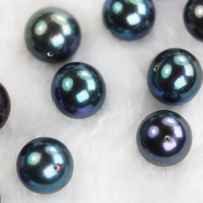 1pcs AAA large freshwater pearl, 12mm peacock color, drilled round shape pearl, hole 0.8mm